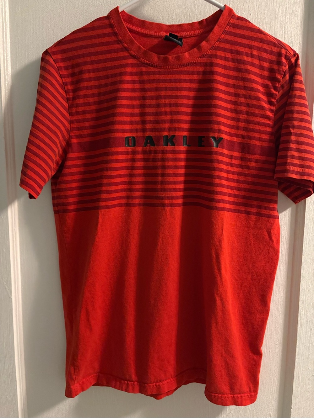 Oakley Red Striped Logo Short Sleeve Tee